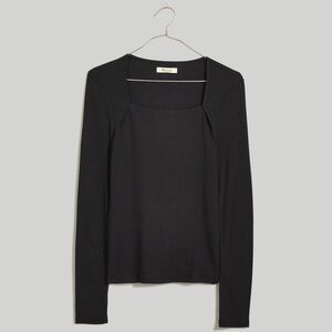 Madewell Angled-Neck Long-Sleeve Top; small